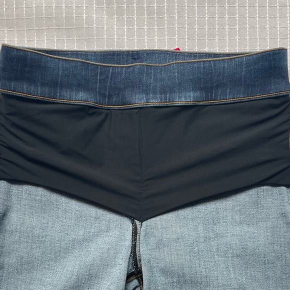 Spanx Blue Jean Jeggings Size Small Raw Hem Faux Front Pockets Distressed Flawed - Picture 10 of 14